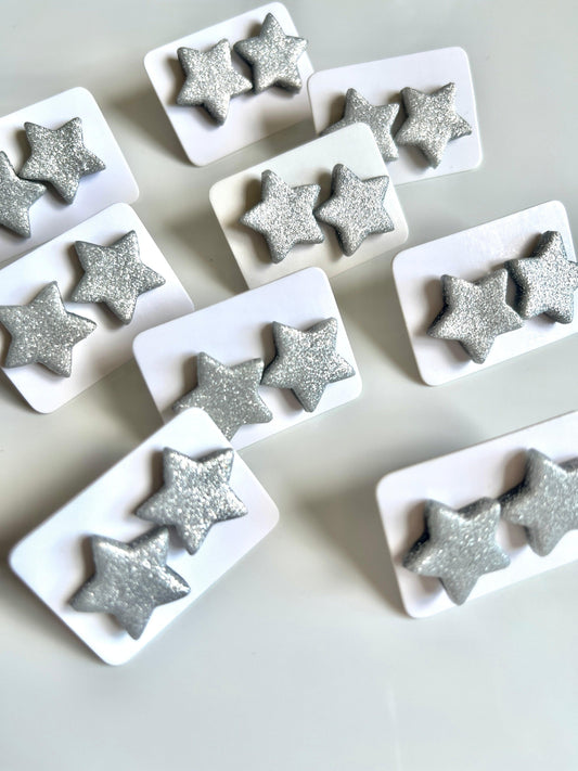 Silver Star Polymer Clay Stud Earrings - silverstar.nz