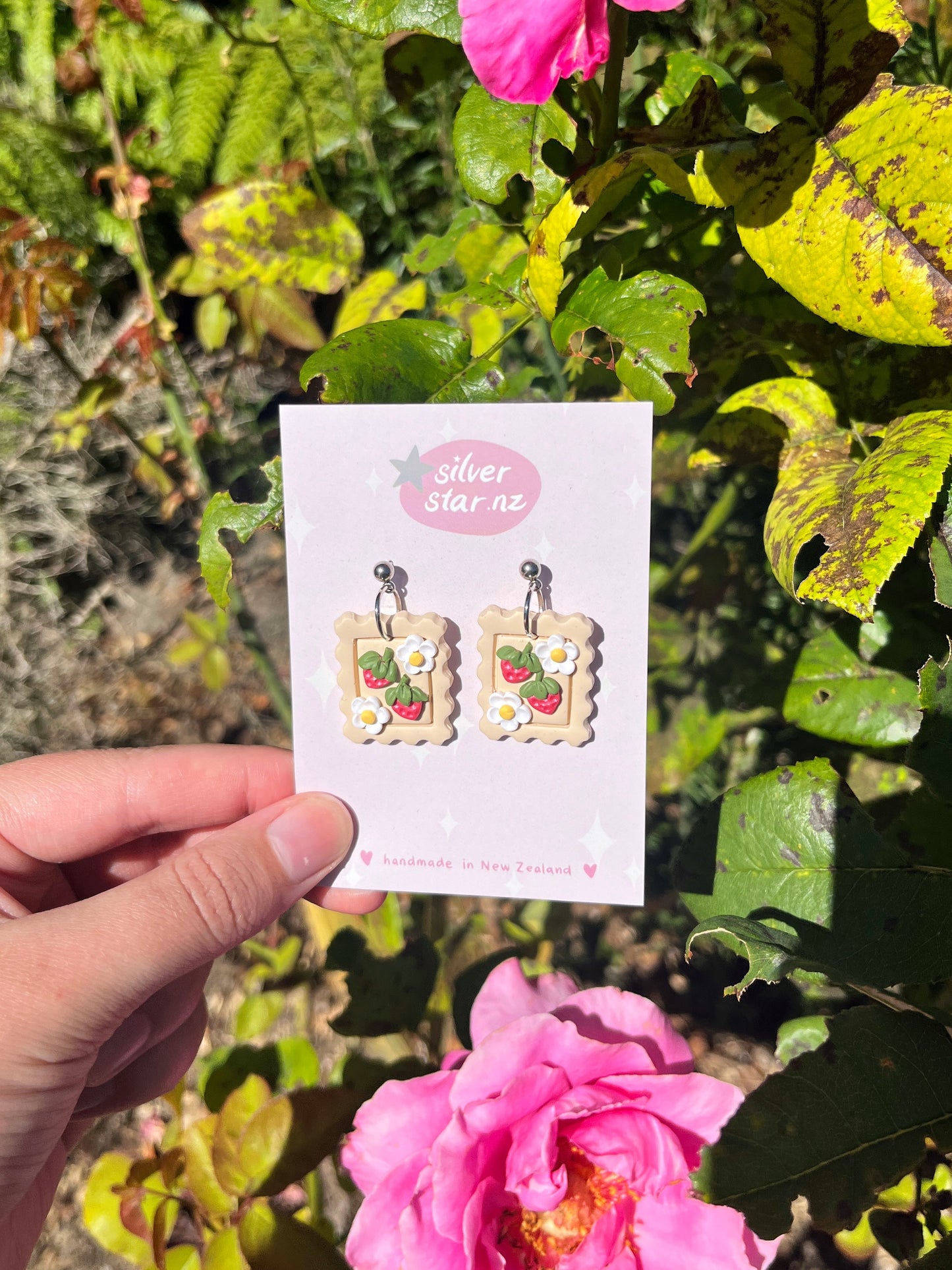 Strawberry Stamp Polymer Clay Earrings