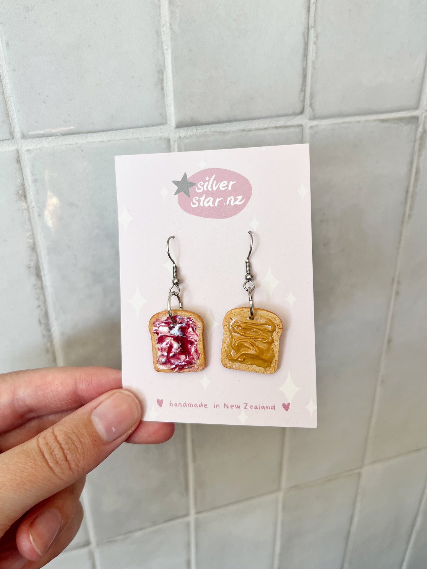 Peanut Butter and Jelly Toast Polymer Clay Earrings