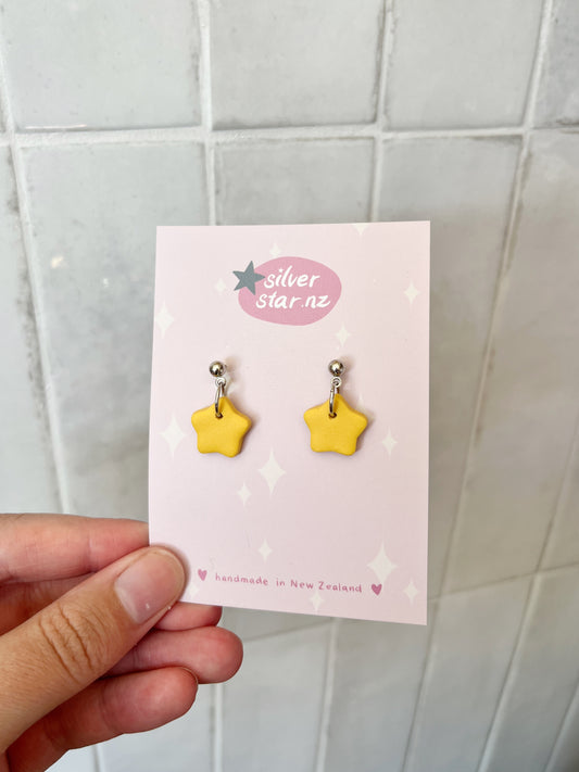 Yellow Star Polymer Clay Earrings