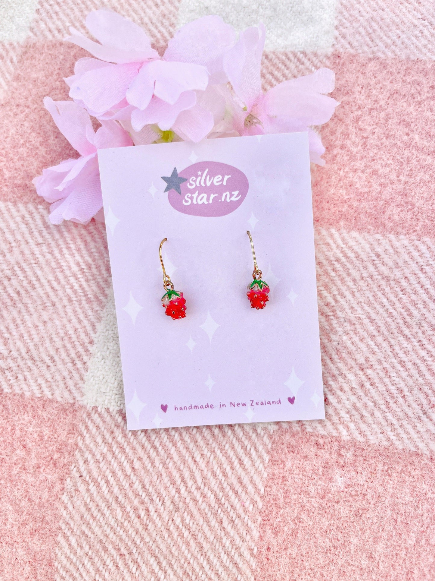 Mini Strawberry Enamel Earrings - silverstar.nz