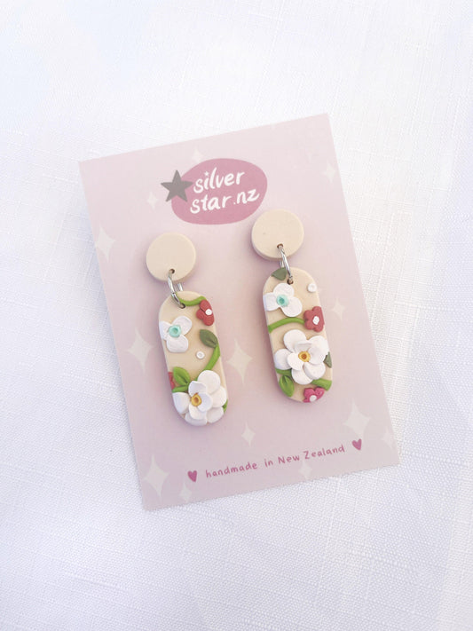 Floral Capsule Polymer Clay Earrings - silverstar.nz