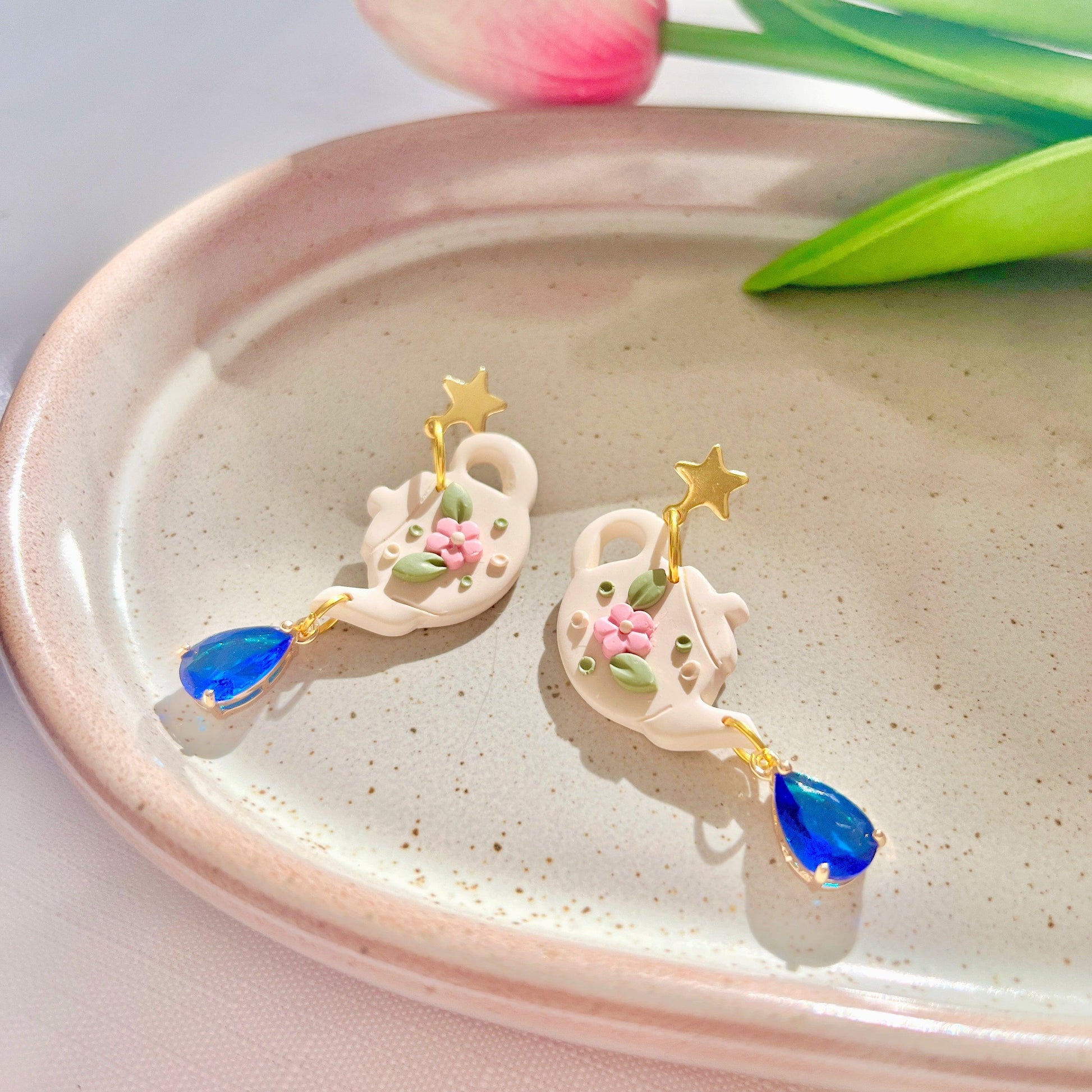 Tea Pot Polymer Clay Earrings - silverstar.nz