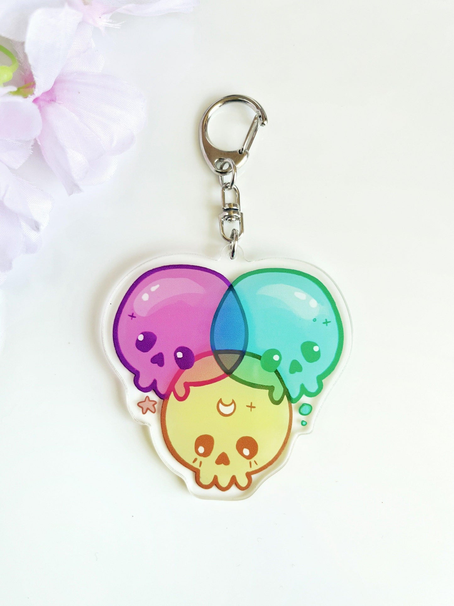 RGB Skulls Acrylic Keyring - silverstar.nz