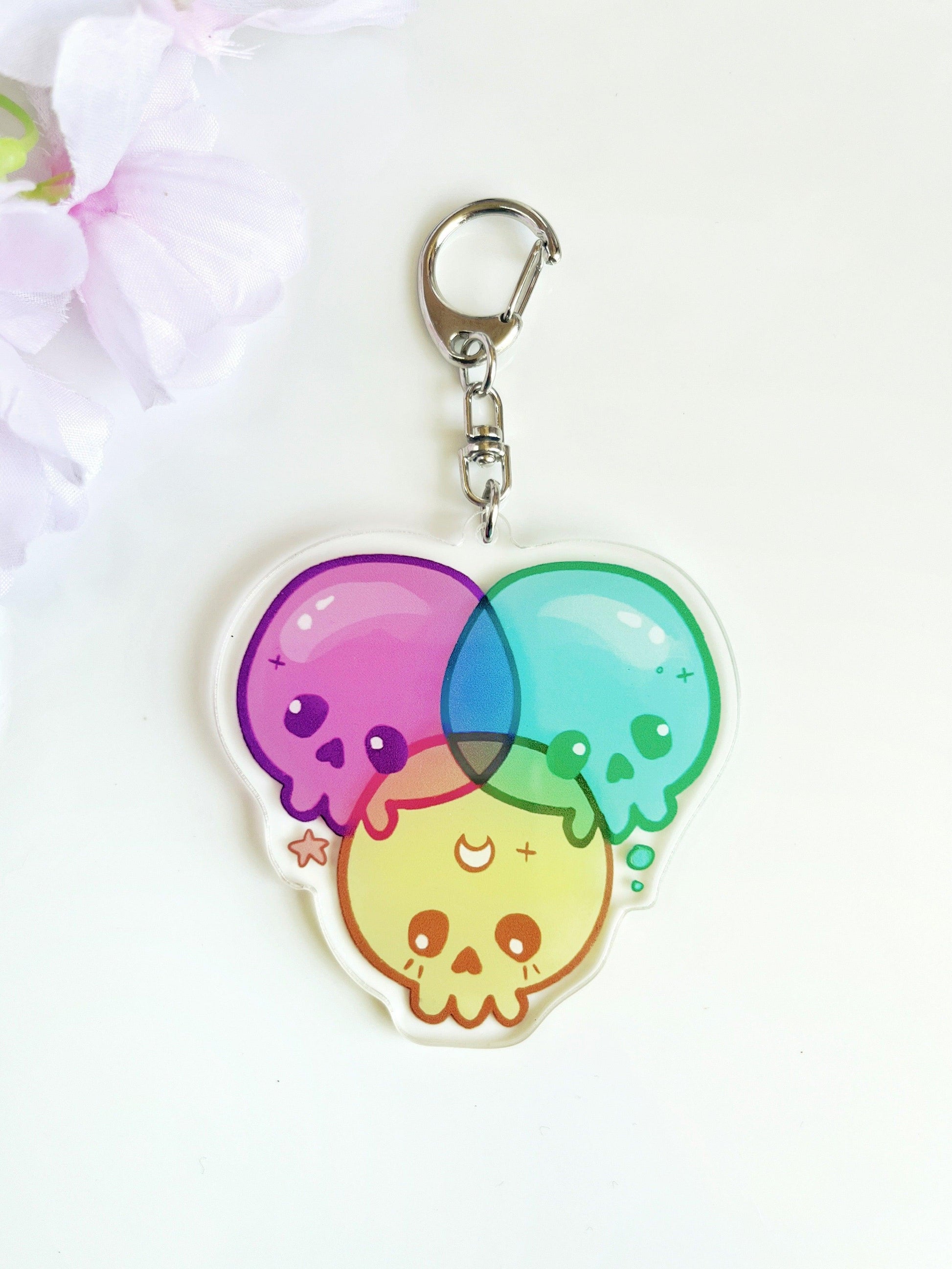 RGB Skulls Acrylic Keyring - silverstar.nz