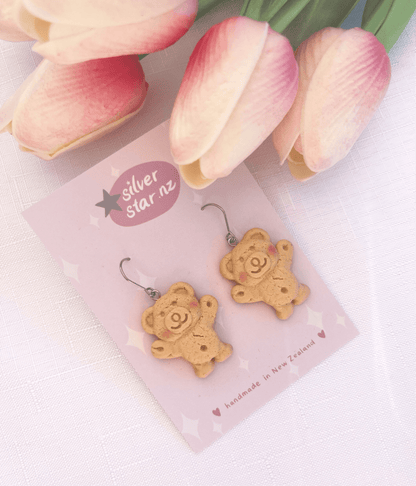 Honey Tiny Teddy Polymer Clay Earrings - silverstar.nz