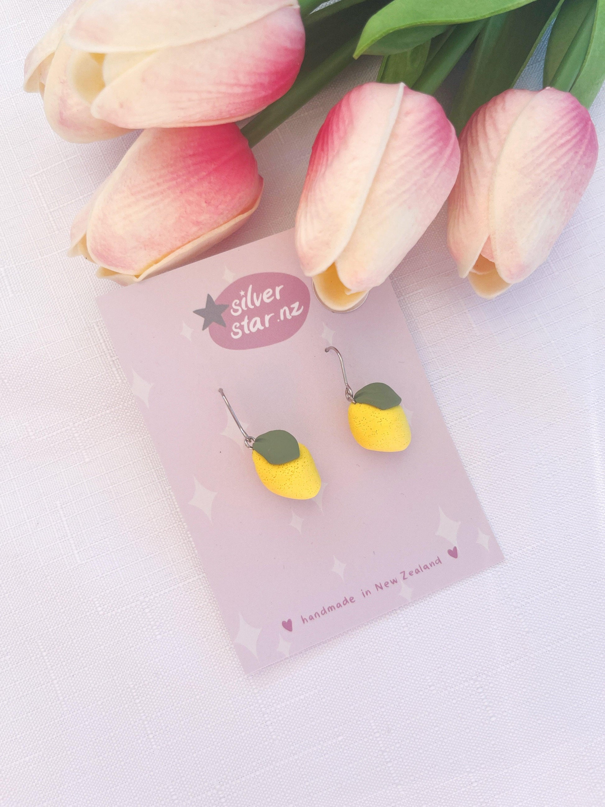 Mini Lemon Polymer Clay Earrings - silverstar.nz