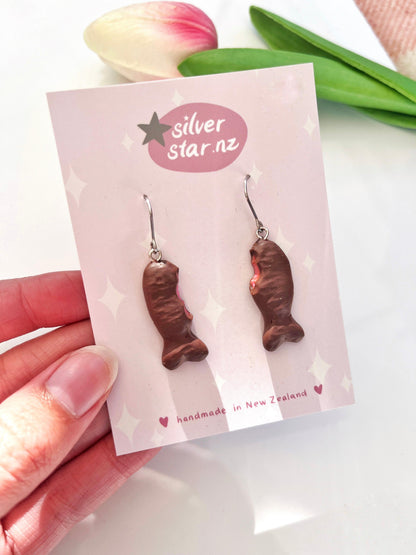 Miniature Chocolate Fish Polymer Clay Earrings