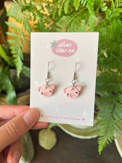 Mini Pig Polymer Clay Earrings