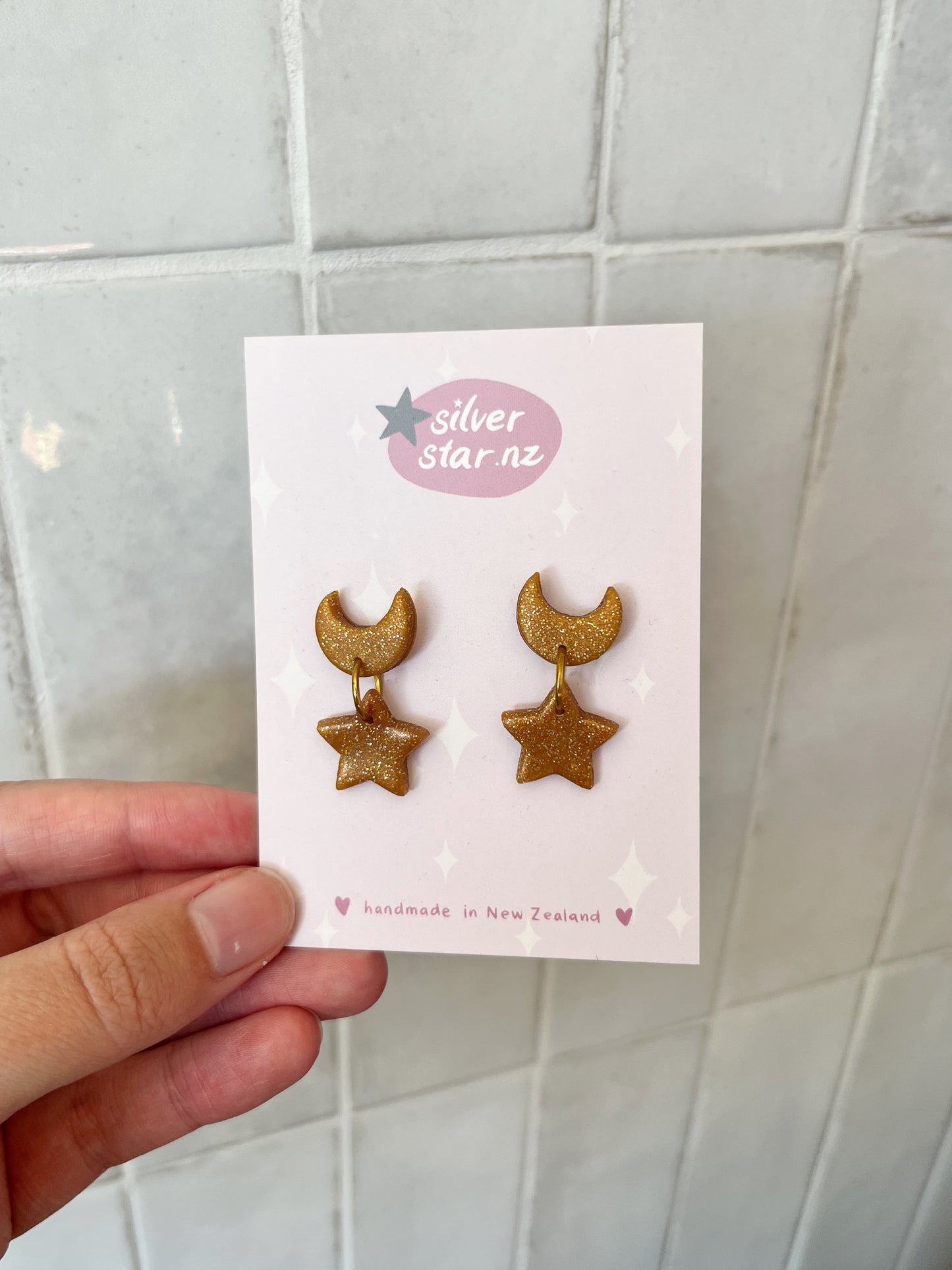 Star + Moon Polymer Clay Earrings
