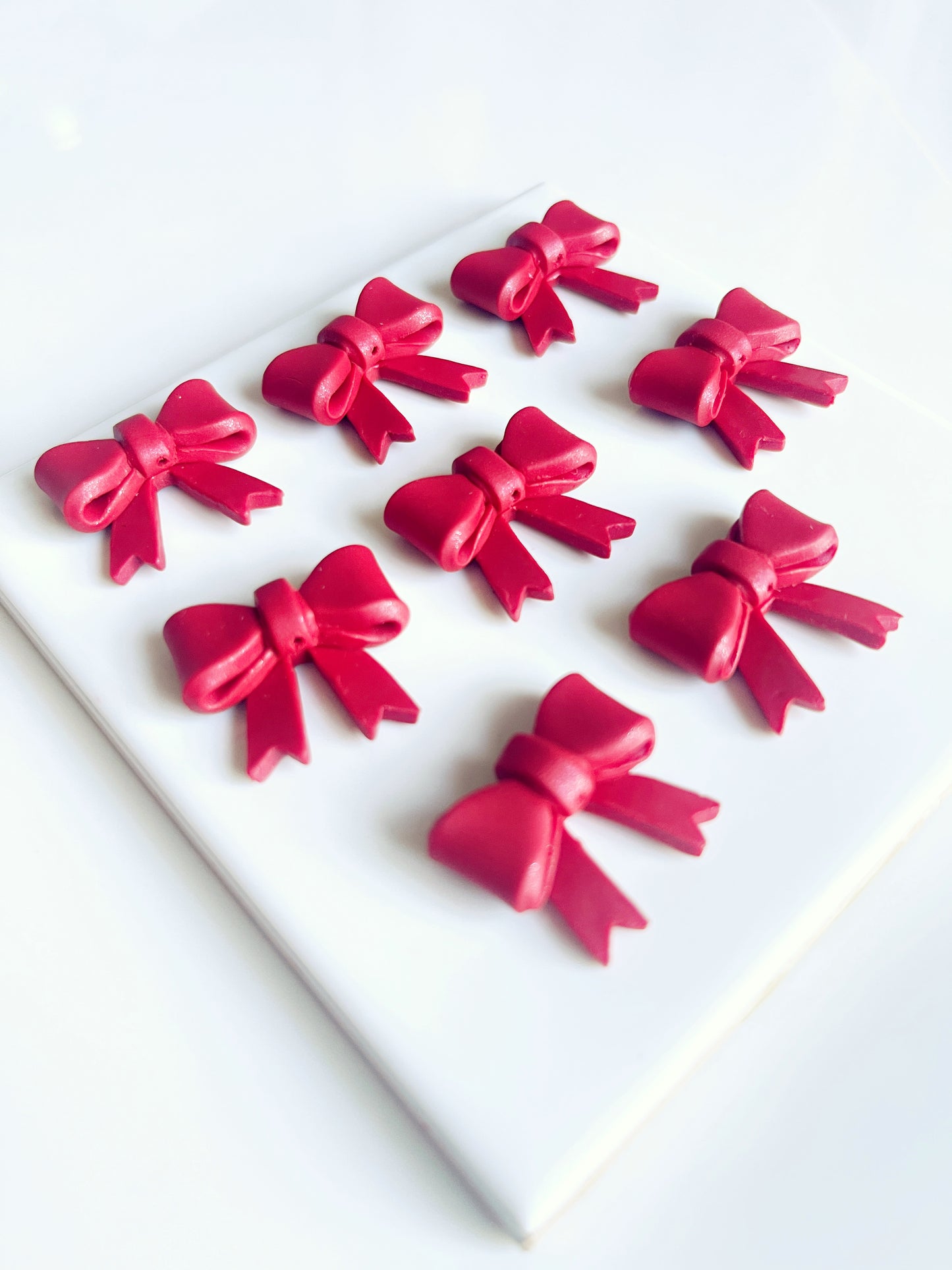 Red Bow Polymer Clay Earrings