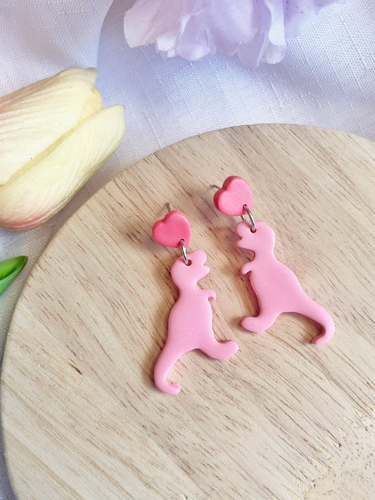 Heart Dino Polymer Clay Earrings