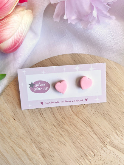 Valentines Heart Polymer Clay Stud Earrings