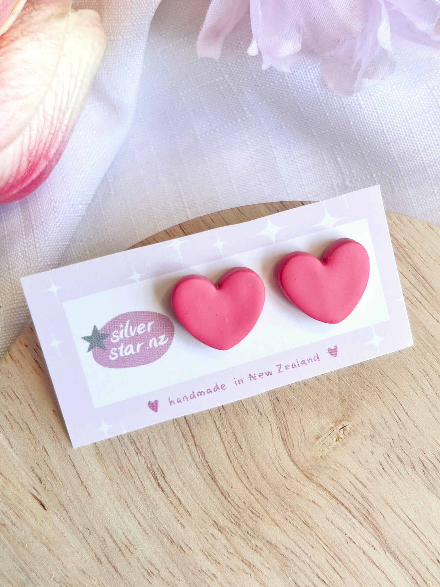 Valentines Heart Polymer Clay Stud Earrings