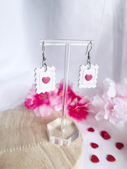 Heart Stamp Polymer Clay Earrings