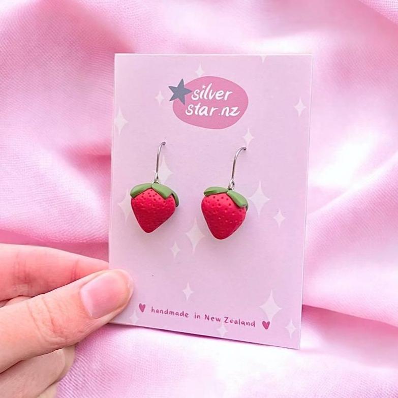 Red Strawberry Polymer Clay Earrings