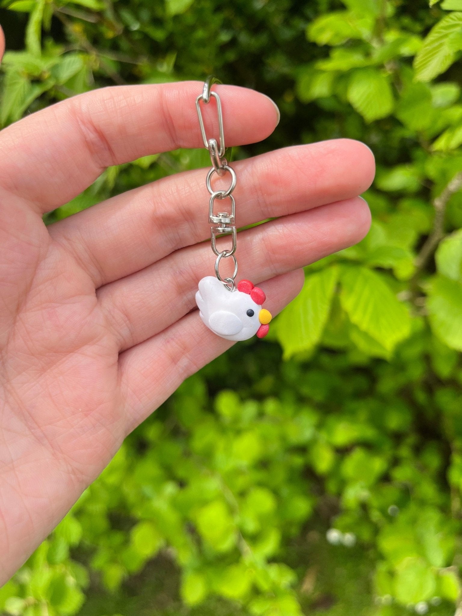 Chicken Polymer Clay Keyring - silverstar.nz